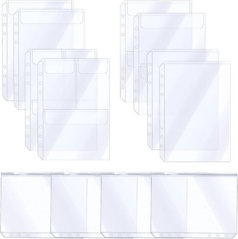 12 جهاز كمبيوتر شخصى A5 إدراج الأكمام Photocard، منظم واضح 5 * 8 بوصة A5 جيوب الموثق جيوب الأكمام، 6 حلقات Photocard Binder، مناسبة للبطاقات البريدية وبطاقات الصور وبطاقة ورق الرسالة in Kuwait