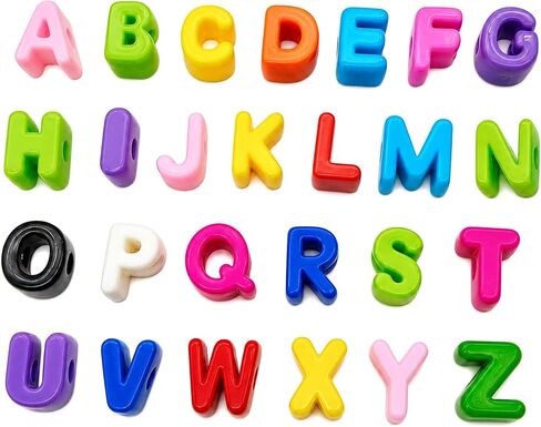 OVRUNS 26Pcs Large Letter Beads with Horizontal Hole Colorful Acrylic Big Chunky Alphabet Beads for Jewelry Making Keychains Bag Charm Crafts Party Decor in Kuwait