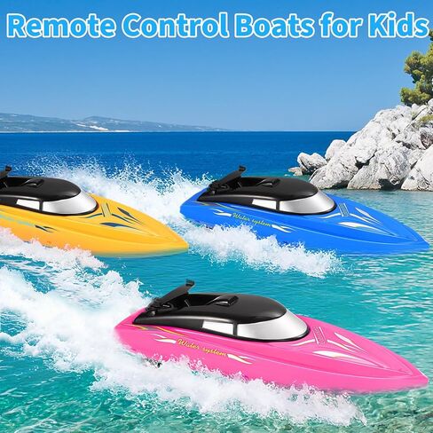 Lumiparty 3PACK قارب Rc للتحكم عن بعد للأطفال، تحكم 2.4 جيجا هرتز، الجسم بالكامل مقاوم للماء، 6 بطاريات قابلة لإعادة الشحن ألعاب مائية صيفية لحمامات السباحة والبحيرات والأنهار وحوض الاستحمام in Kuwait