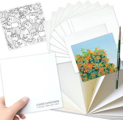 5.9x5.9 Inch Oil and Acrylic Paper Pad,30 Sheets 180GSM(110lb) Tearable Bleed Proof Canvas Like Textured Drawing Papers Perfect for Acrylic,Oil Painting,White in Saudi Arabia