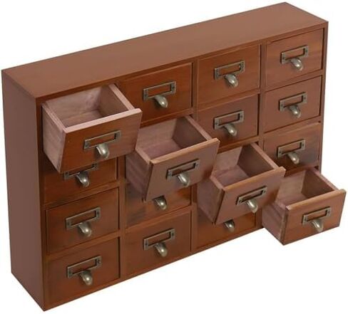 Drawers Apothecary Cabinet,Vintage Wooden Storage Box - Apothecary Cabinet with Multi-Level Drawers for Countertop Organization - Card Catalog Organizer for Home & Office Storage in Saudi Arabia