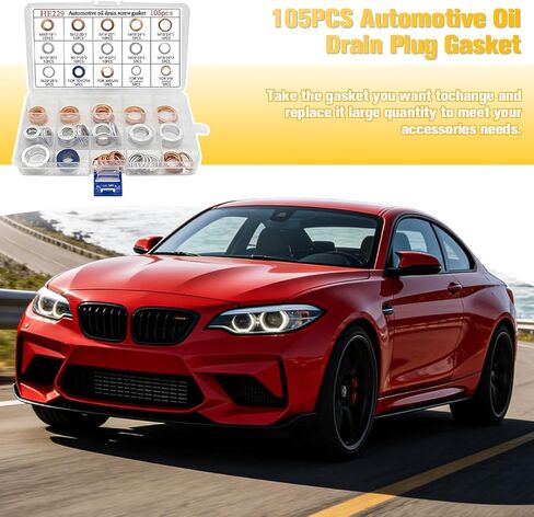 مجموعة حشوات قابس تصريف زيت السيارة من Osilly 105 قطعة، مجموعة غسالات سحق الزيت M10 M12 M14 M16 M18 M20، ملحقات استبدال السيارات، عالمية لشاحنة الدفع الرباعي سيدان in Kuwait
