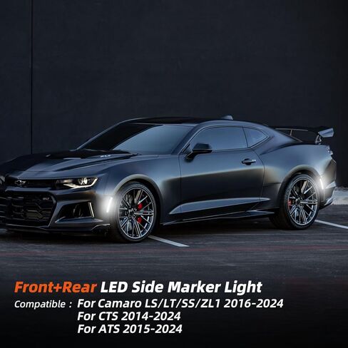 مصابيح LED للعلامات الجانبية متوافقة مع Camaro 2016 2017 2018 2019 2020 2021 2022 2023، علامات جانبية بيضاء أمامية وخلفية، مصابيح تحديد المصد، ضوء انتظار السيارات، عدسات مدخنة، 4 قطع in Kuwait