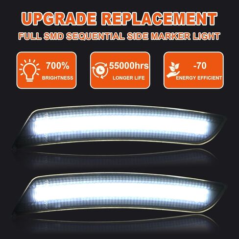 مصابيح LED للعلامات الجانبية متوافقة مع Camaro 2016 2017 2018 2019 2020 2021 2022 2023، علامات جانبية بيضاء أمامية وخلفية، مصابيح تحديد المصد، ضوء انتظار السيارات، عدسات مدخنة، 4 قطع in Kuwait
