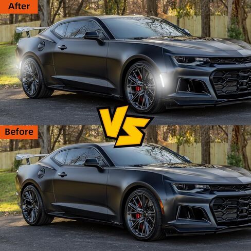مصابيح LED للعلامات الجانبية متوافقة مع Camaro 2016 2017 2018 2019 2020 2021 2022 2023، علامات جانبية بيضاء أمامية وخلفية، مصابيح تحديد المصد، ضوء انتظار السيارات، عدسات مدخنة، 4 قطع in Kuwait