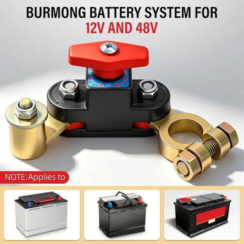 BURMONG مفتاح فصل البطارية 12V-48V 275A - مفتاح إيقاف/قطع بطارية عالمي مقاوم للماء للسيارة، RV، القارب، الشاحنة، البحرية، ATV in Kuwait