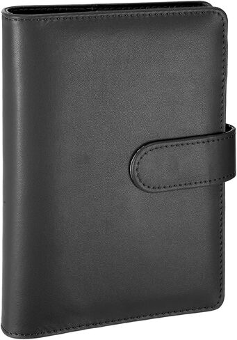 PATIKIL A6 Binder 6 Ring، غطاء حماية لدفاتر الملاحظات فضفاضة قابلة لإعادة الملء من جلد البولي يوريثان مع فتحة قلم وإبزيم مغناطيسي لمجموعة بطاقات الصور الفوتوغرافية لمجلة السفر، أسود in Kuwait