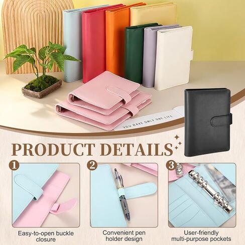 PATIKIL A6 Binder 6 Ring، غطاء حماية لدفاتر الملاحظات فضفاضة قابلة لإعادة الملء من جلد البولي يوريثان مع فتحة قلم وإبزيم مغناطيسي لمجموعة بطاقات الصور الفوتوغرافية لمجلة السفر، أسود in Kuwait