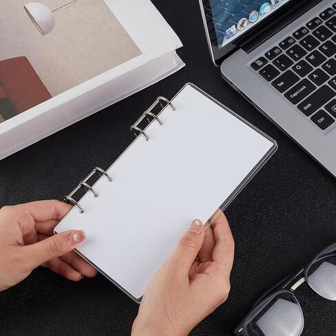 أغطية دفاتر الملاحظات بغطاء أكريليك من CRASPIRE، أغطية شفافة مع سبيكة فضفاضة 6 حلقات مستطيلة فارغة A6 قابلة لإعادة الملء، واقي مجلد أوراق فضفاضة من أجل ميزانية دفتر الملاحظات المدرسية والسفر والمكتب in Kuwait