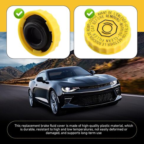 Brake Fluid Cap, Brake Master Cylinder Reservoir Cap, Brake Oil tank Cap OEM#68211910AB, Compatible with Wrangler Cherokee Compass Chrysler Pacifica(Yellow) in Kuwait