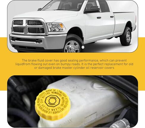 Brake Fluid Cap, Brake Master Cylinder Reservoir Cap, Brake Oil tank Cap OEM#68211910AB, Compatible with Wrangler Cherokee Compass Chrysler Pacifica(Yellow) in Kuwait