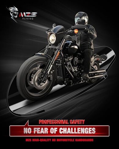 MZS دراجة نارية Handguards متوافقة مع Dyna Fat Bob Low Rider S Switchback Wide Glide 08-17 / Softail Blackline Breakout Fat Boy Slim 11-17، حراس اليد المقود واقي درع الرياح أسود in Kuwait