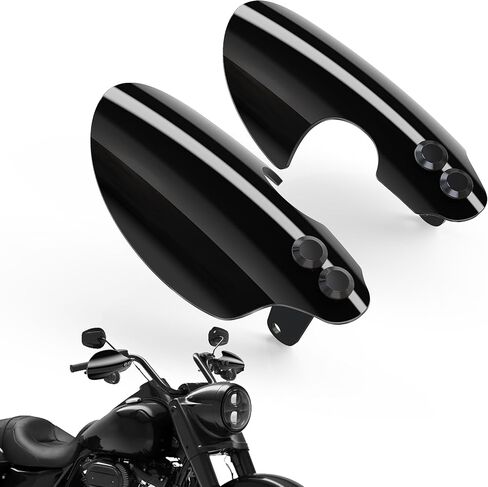 MZS دراجة نارية Handguards متوافقة مع Dyna Fat Bob Low Rider S Switchback Wide Glide 08-17 / Softail Blackline Breakout Fat Boy Slim 11-17، حراس اليد المقود واقي درع الرياح أسود in Kuwait