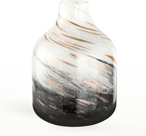 Torre & Tagus Galaxy Swirl Glass Vase | Hand Blown Black and White Vase with Gold Sparkles for Flowers and Modern Home Decor, 9.5-inch, White/Black in Saudi Arabia