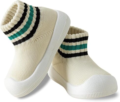 Baby Sock Shoes Toddler Walking Slippers Non-Slip Breathable Stripes Shoes with Soft Rubber Sole for Infant Boys Girls Slip On Sneakers in Saudi Arabia