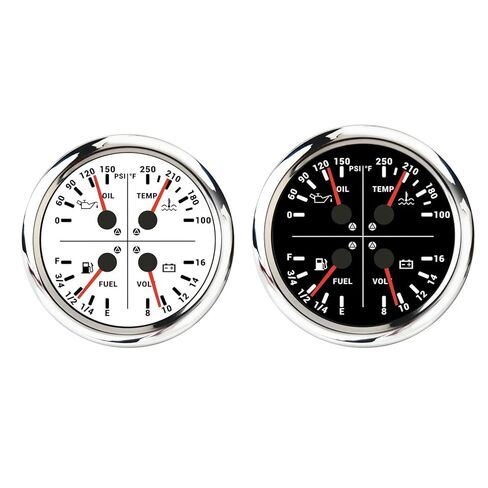 4 in 1 Multifunction Gauge with Warning Light Oil Pressure+Water Temperature+Fuel Level+Voltmeter for Auto Car Boat RV(White) in Saudi Arabia