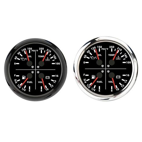 4 in 1 Multifunction Gauge with Warning Light Oil Pressure+Water Temperature+Fuel Level+Voltmeter for Auto Car Boat RV(White) in Saudi Arabia