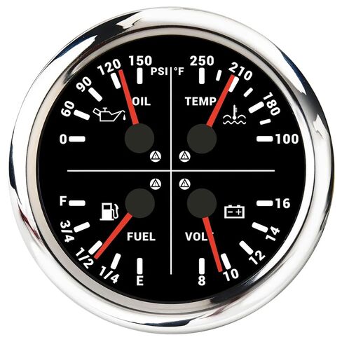 4 in 1 Multifunction Gauge with Warning Light Oil Pressure+Water Temperature+Fuel Level+Voltmeter for Auto Car Boat RV(White) in Saudi Arabia