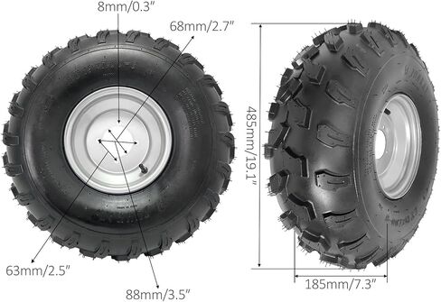 مجموعة إطارات وحواف ATV مقاس 19 × 7.00-8، مجموعة عجلات مقاس 8 بوصات، 4 طبقات من إطارات الطرق الوعرة بدون أنابيب، عجلة رباعية الدفع، متوافقة مع تاوتاو، كازوما، دراجة صغيرة، جزازة للركوب (نمط مسمار 88 مم) in Kuwait