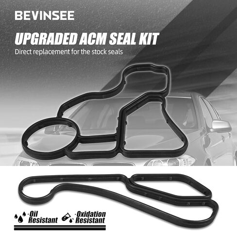 Bevinsee Oil Filtrar Housing Gasket & Bolt Compatible with Z4 X6 X5 X4 X3 X1 128i 135i 323i 325xi 328i 328xi 330i 330xi 335i 530i 535i N54 N55 S55 N20 N26 N53 N52 N51 Replaced 11428637821 11428637820 in Kuwait