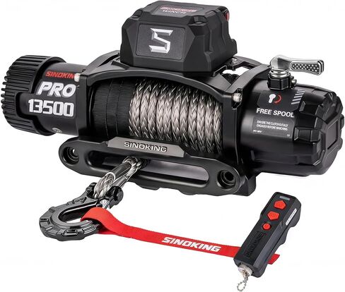 SINOKING PRO Series 13500 رطل ونش كهربائي، ونش سحب 12 فولت، حبل صناعي، جهاز تحكم عن بعد سلكي/لاسلكي 2 في 1، مقاوم للماء IP67، محرك 7 حصان لسيارات الجيب وسيارات الدفع الرباعي والشاحنات والمقطورة in Kuwait