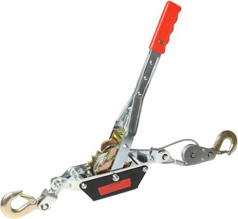 Come Along Winch, 2 Ton (4400 Lbs) Pulling Capacity with 7FT Steel Cable, Heavy Duty Hand Winch Tool with Dual Gears & 2 Hooks for Vehicle Towing, Road Recovery, Fence Stretching in Kuwait