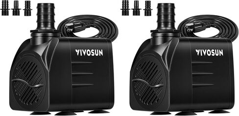 VIVOSUN 1050GPH 100W Submersible Water Pump, Quiet Fountain Pump with 13.1ft High Lift, 6.6ft Power Cord, 3 Nozzles, 6.6ft Tubing, & 2 Clamps, For Fish Tank, Pond, Aquarium, Hydroponics in Kuwait