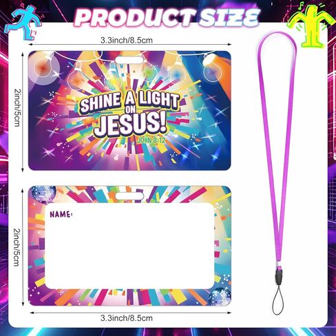 Resurhang 50 مجموعة من علامات الاسم VBS مع حبل نشاط 2 × 3 بوصة VBS Shine a Light Religion Name Tag 2026 مجموعة حرفية للقلادة لمستلزمات الكتاب المقدس لقضاء العطلات في الكنيسة المسيحية in Kuwait