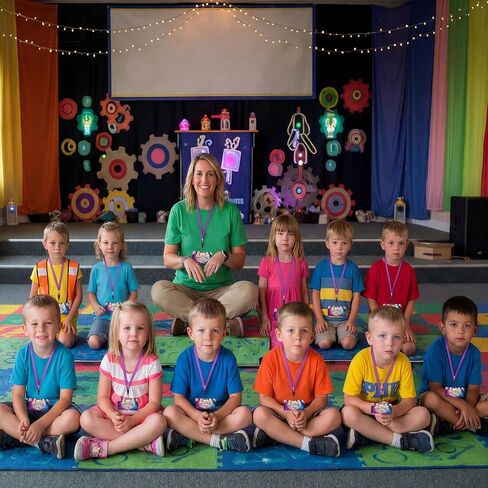 Resurhang 50 مجموعة من علامات الاسم VBS مع حبل نشاط 2 × 3 بوصة VBS Shine a Light Religion Name Tag 2026 مجموعة حرفية للقلادة لمستلزمات الكتاب المقدس لقضاء العطلات في الكنيسة المسيحية in Kuwait