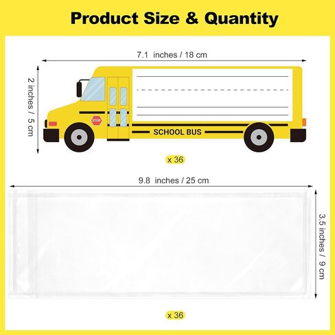 Aodaer 36 Pack Desk Name Tags for Classroom with Clear Cover Self-Adhesive School Bus Name Stickers Student Name Plates for Kindergarten, Preschool, 1st, 2nd, 3rd Grade School Supplies, 7.1 x 2 Inch in Saudi Arabia