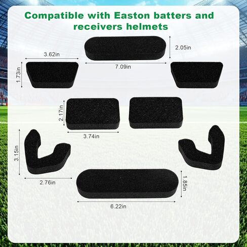 طقم حشوة الخوذة العالمية، وسادات بديلة من الإسفنج عالي الكثافة متوافقة مع خوذات Easton Batter & Catcher للاعبي البيسبول/الكرة اللينة وتدريب الشباب في الشتاء (أسود) in Kuwait