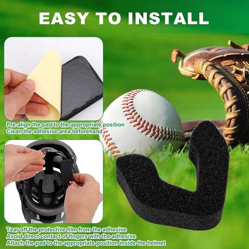 طقم حشوة الخوذة العالمية، وسادات بديلة من الإسفنج عالي الكثافة متوافقة مع خوذات Easton Batter & Catcher للاعبي البيسبول/الكرة اللينة وتدريب الشباب في الشتاء (أسود) in Kuwait