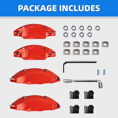 مجموعة أغطية فرجار الفرامل مكونة من 4 قطع متوافقة مع طراز Tesla 3 (2016-2023)، مناسبة للعجلات مقاس 18 بوصة و19 بوصة، وأغطية الفرجار الأمامية والخلفية (أحمر) in Kuwait