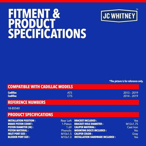 JC Whitney JFBAJCWBC00389 مجموعة فرجار الفرامل الخلفية اليسرى مع دعامة - متوافقة مع Cadillac ATS 2013-2019، CTS 2014-2019 in Kuwait