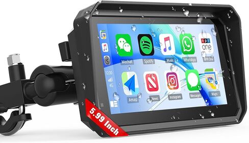5.99 بوصة دراجة نارية محمولة Carplay GPS لأجهزة Apple Carplay & Android Auto، شاشة لمس مع كاميرا مزدوجة، تسجيل متكرر/بلوتوث 4.0/جهاز تحكم عن بعد/IP67 مقاوم للماء/دعامة مغناطيسية سريعة التحرير in Kuwait