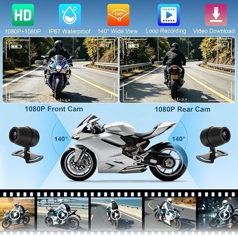 7-Inch Motorcycle CarPlay with HD Dual Dash Cam, Wireless Apple CarPlay & Android Auto with GPS Navigation, Siri & Google Voice Control/Bluetooth 5.1 / IPS Touchscreen / IP67K Waterproof in Kuwait