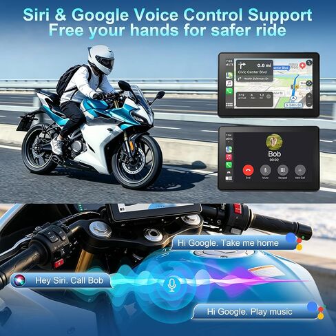 7-Inch Motorcycle CarPlay with HD Dual Dash Cam, Wireless Apple CarPlay & Android Auto with GPS Navigation, Siri & Google Voice Control/Bluetooth 5.1 / IPS Touchscreen / IP67K Waterproof in Kuwait