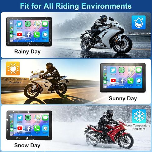 7-Inch Motorcycle CarPlay with HD Dual Dash Cam, Wireless Apple CarPlay & Android Auto with GPS Navigation, Siri & Google Voice Control/Bluetooth 5.1 / IPS Touchscreen / IP67K Waterproof in Kuwait
