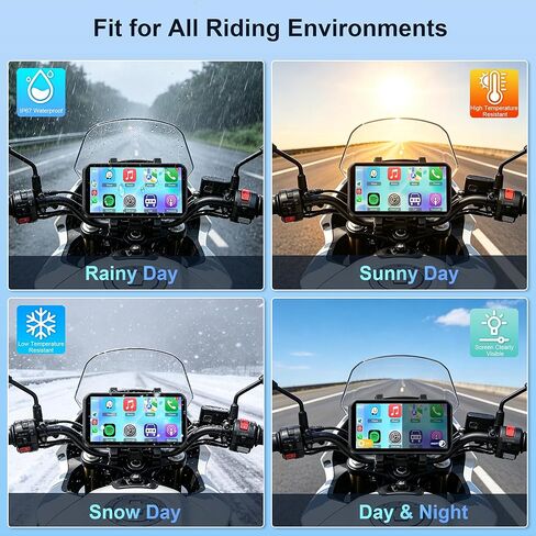دراجة نارية CarPlay تدعم Apple CarPlay وAndroid Auto، شاشة لمس مقاومة للماء مقاس 6.25 بوصة، كاميرا داش مزدوجة/نظام تحديد المواقع العالمي للملاحة/التحكم الصوتي/بلوتوث/جهاز التحكم عن بعد/TPMS/BSD in Kuwait