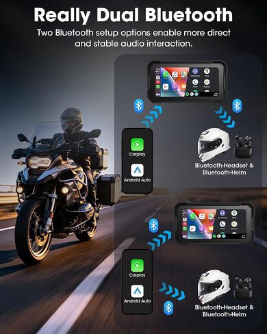 CarPlay مقاس 6.25 بوصة لدراجات BMW النارية، Pantalla para Moto مع CarPlay وAndroid Auto نظام ملاحة GPS مزدوج بلوتوث IP67 مقاوم للماء مع Siri وGoogle Assistant in Kuwait