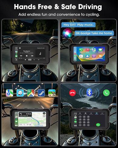 CarPlay مقاس 6.25 بوصة لدراجات BMW النارية، Pantalla para Moto مع CarPlay وAndroid Auto نظام ملاحة GPS مزدوج بلوتوث IP67 مقاوم للماء مع Siri وGoogle Assistant in Kuwait