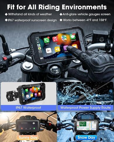 CarPlay مقاس 6.25 بوصة لدراجات BMW النارية، Pantalla para Moto مع CarPlay وAndroid Auto نظام ملاحة GPS مزدوج بلوتوث IP67 مقاوم للماء مع Siri وGoogle Assistant in Kuwait