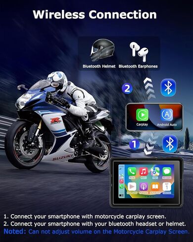 5 Inch Motorcycle Carplay with TPMS GPS Navigation System with Apple Carplay and Android Auto Portable Screen with Dual Bluetooth, Navigation, Siri, Google Assistant Included TPMS in Kuwait