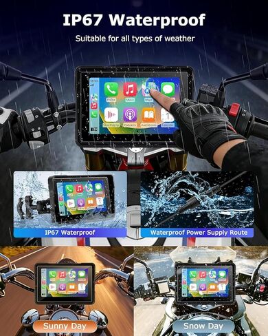 5 Inch Motorcycle Carplay with TPMS GPS Navigation System with Apple Carplay and Android Auto Portable Screen with Dual Bluetooth, Navigation, Siri, Google Assistant Included TPMS in Kuwait