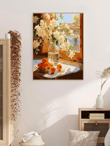 مجموعة الطلاء بالأرقام من ZRIZQ للبالغين المبتدئين، مجموعة طلاء زهور DIY، نشاط حرفي إبداعي مريح، زهور 16x20 بوصة in Kuwait