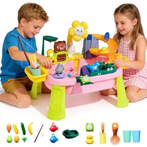 Upgraded Toddler Sand Water Table Toy with Electric Water Pump, Kids Sand Water with Faucet/Play Food Accessories/Fishing Toy, Kitchen Play Sink Toys for Girl Boy Age 3+ (Blue) in Kuwait