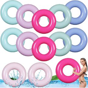 12 Pcs 28 Inches Inflatable Pool Float Bulk Swim Tube for Adult Swimming Ring Pool Floaties for Beach Summer Lake Beach Hawaiian Vacation Party Decoration (Morandi Color) in Kuwait