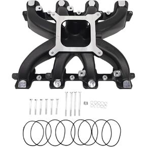 مشعب السحب المكربن ​​من الألومنيوم بطائرة واحدة 300-132 متوافقة مع Chevy Small Block SBC 1997-2007 مناسب لـ GM LS1/LS2/LS6 V8 4.8L 5.3L 5.7L 6.0L مشعب السحب 300-132 أسود in Kuwait