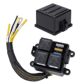 Wengart 12V Compact Pre-Wired Fuse Relay Box WG33K, 3-Way Power Distribution Center with 40A JD1912 Relays & ATC/ATO Fuses, IP65 Waterproof Harness for Motorcycle, UTV, ATV, Marine & DIY Wiring, Black in Saudi Arabia