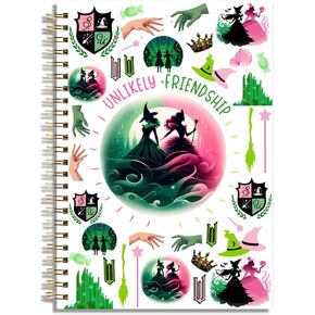 LONGXIN Witch Merch Broadway Musical Notebook Journal Witch Gifts for Girls Women Elphaba And Glinda Fans Movie Lovers Witch Merchandise Unlikely Friendships Hardcover Spiral Notebook 5.8x8.3 in Kuwait